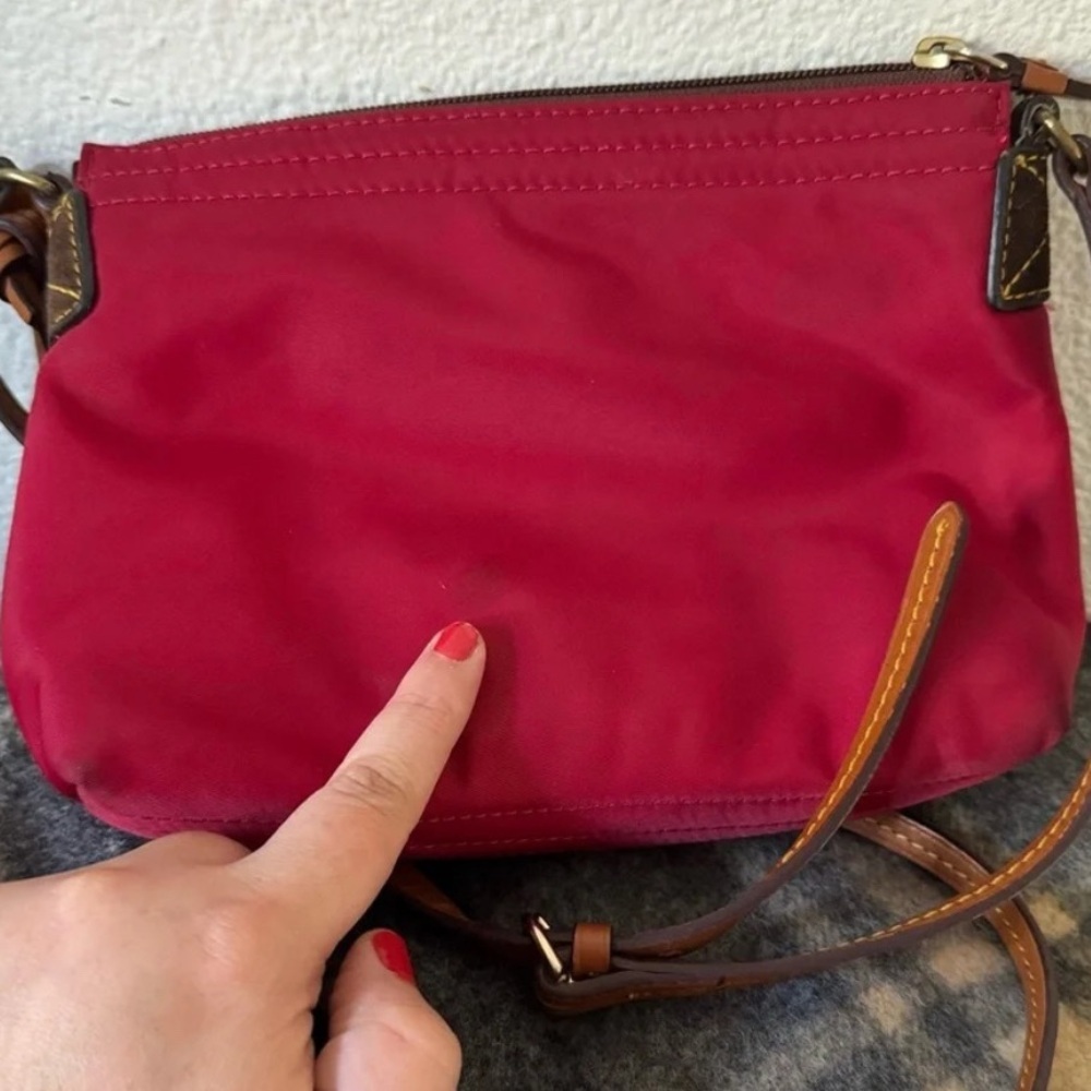 Dooney Bourke Red Nylon Leather Crossbody Bag Timeless Old Money Designer - Picture 14 of 16